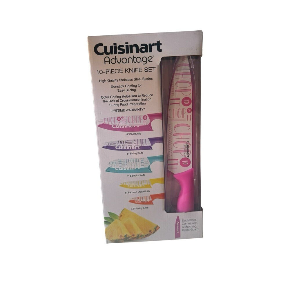 Cuisinart Advantage 10-Pc Printed Words Knife Set Chefs Knife with Blade Guard